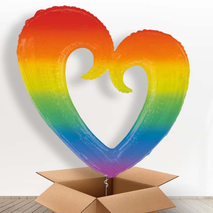 Rainbow Open Heart Giant Shaped Balloon in a Box Gift - Giant Balloon | Party Save Smile