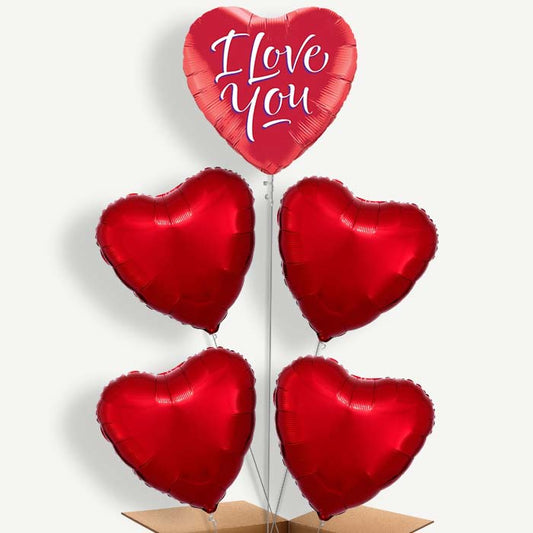Red Heart I Love You Helium Cluster Balloons | Party Save Smile
