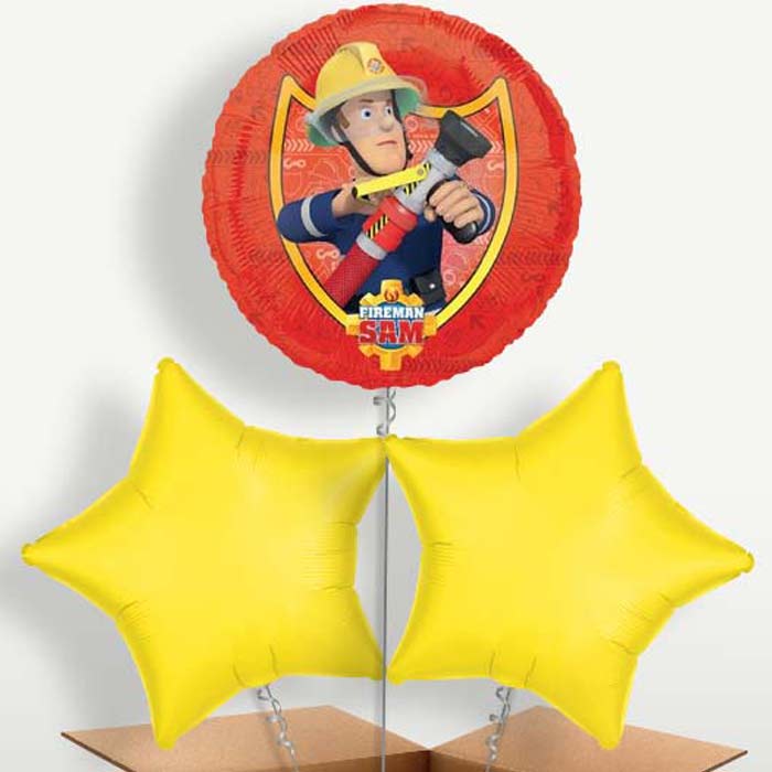 Fireman Sam Hose Trio Balloon Bunch inflated with Helium | Party Save Smile