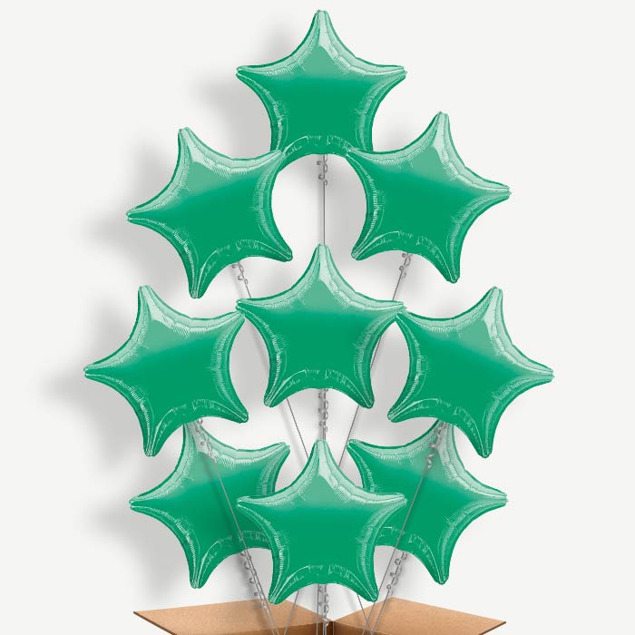 Green Metallic Star Balloon Bundle Inflated with Helium | Party Save Smile