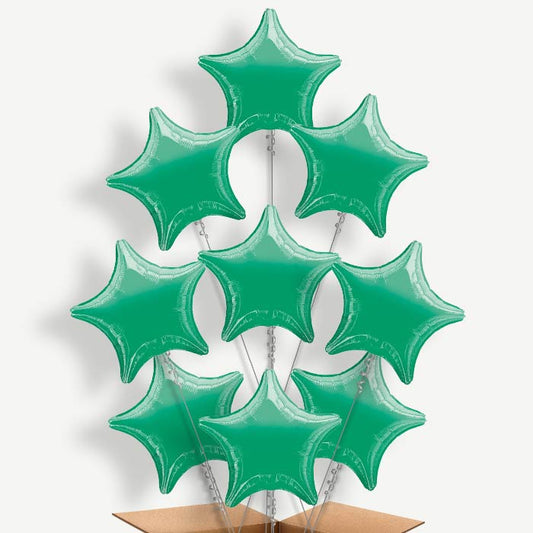 Green Metallic Star Balloon Bundle Inflated with Helium | Party Save Smile
