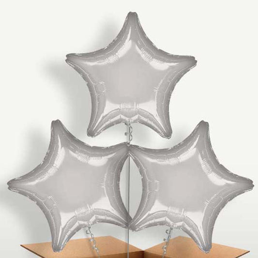 Silver Metallic Star Helium Bunch of Balloons | Party Save Smile