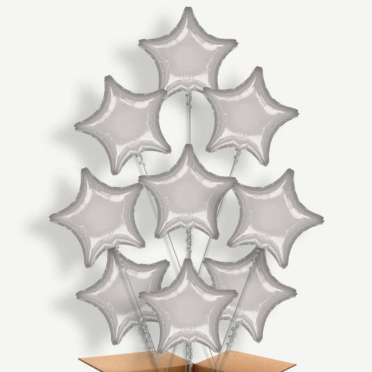 Silver Metallic Star Helium Balloon Bundle | Party Save Smile
