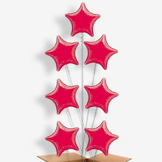 Red Metallic Star Balloon Arrangement Inflated with Helium | Party Save Smile
