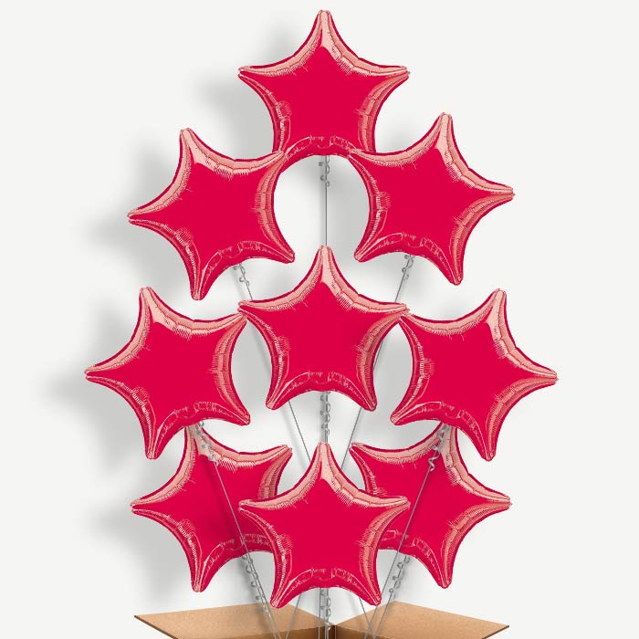 Red Metallic Star Balloon Bundle Inflated with Helium | Party Save Smile