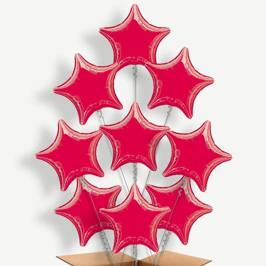 Red Metallic Star Balloon Bundle Inflated with Helium | Party Save Smile