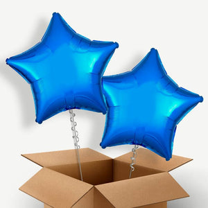 Blue Metallic Star Helium Balloon Duo