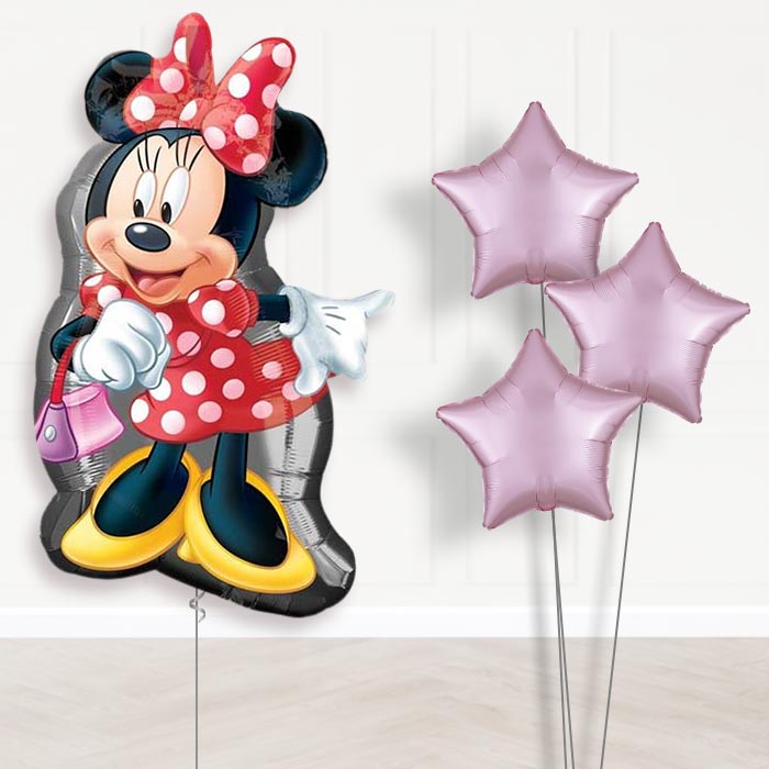 Giant Minnie Mouse Polka Dots Balloon Bouquet Delivery - 1 x Giant Balloon with Plain Bouquet | Party Save Smile
