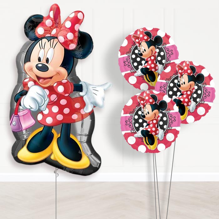 Giant Minnie Mouse Polka Dots Balloon Bouquet Delivery - 1 x Giant Balloon with Themed Bouquet | Party Save Smile