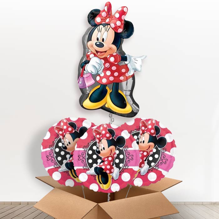 Giant Minnie Mouse Polka Dots Helium Balloon in a Box - with 3 Themed Balloons | Party Save Smile