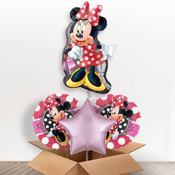 Giant Minnie Mouse Polka Dots Helium Balloon in a Box-1 x Giant Balloon and 2 Themed Balloons and 1 Plain Balloon 