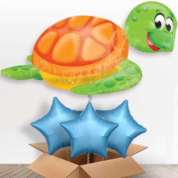 Turtle Helium Balloon in a Box - With 3 Plain Balloons | Party Save Smile