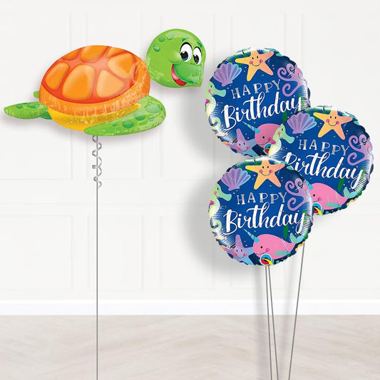 Turtle Balloon Bouquet Delivered - Themed Bouquet | Party Save Smile