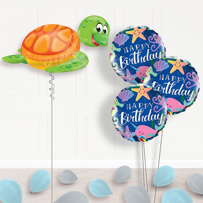 Turtle Balloon Bouquet Delivered - Themed Bouquet and Latex | Party Save Smile