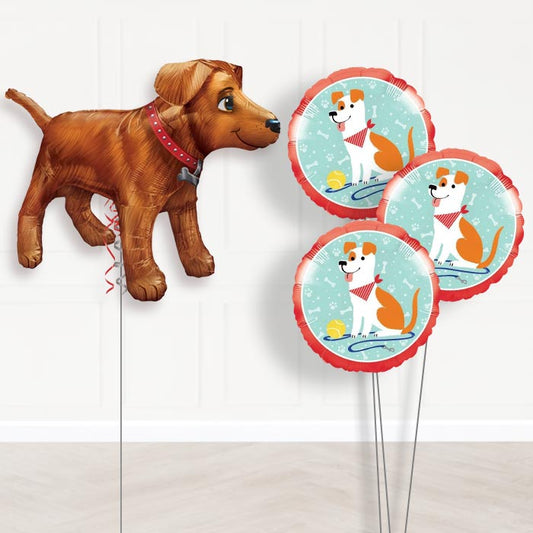 Golden Dog Balloon Bouquet in a Box - Themed Bouquet | Party Save Smile