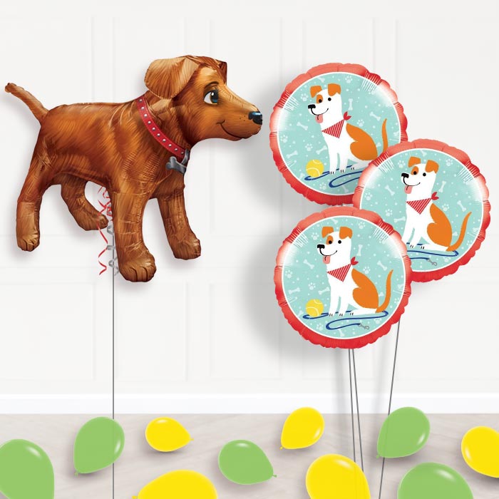 Golden Dog Balloon Bouquet in a Box - Themed Bouquet and Latex | Party Save Smile