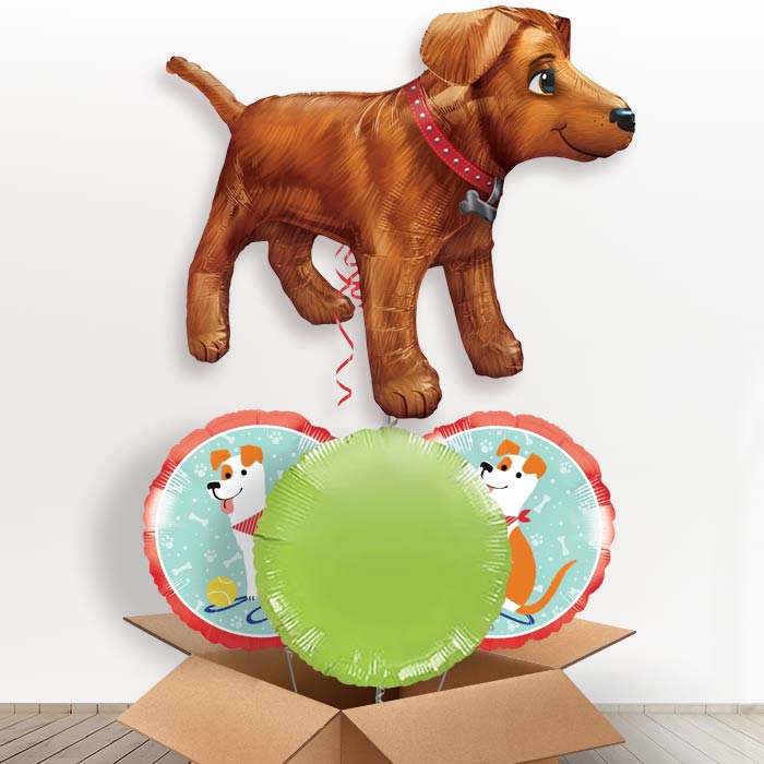 Giant Dog Helium Balloon in a Box-1 x Giant Balloon and 2 Themed Balloons and 1 Plain Balloon 