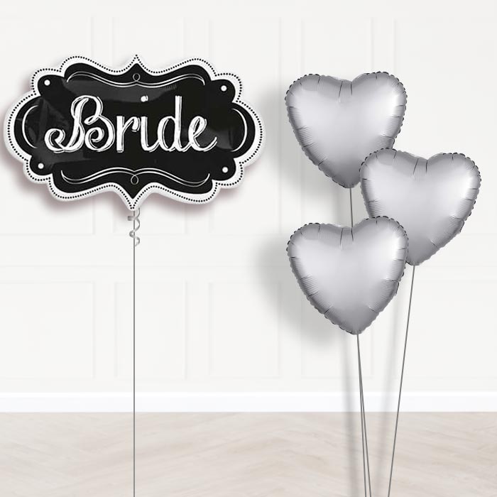 Personalised Wedding Helium Balloons - Bride Chalkboard - Plain Bouquet | Party Save Smile