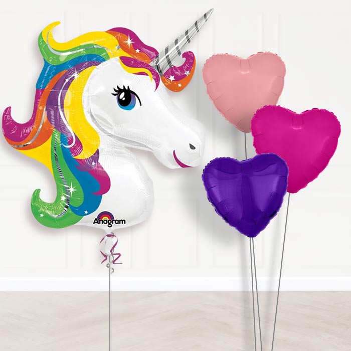 Rainbow Unicorn Balloon Bouquet in a Box - Plain Bouquet | Party Save Smile