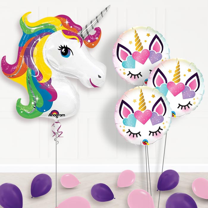 Rainbow Unicorn Balloon Bouquet in a Box - Themed Bouquet with Latex | Party Save Smile