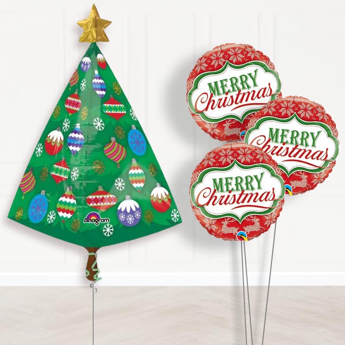 Christmas Tree Foil Balloon Bouquet in a Box - Themed Bouquet | Party Save Smile