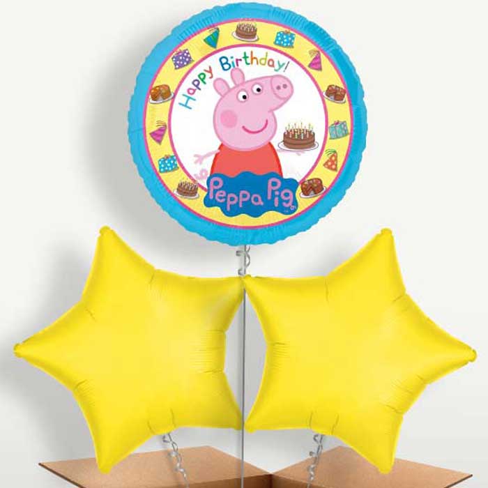 Peppa Pig Birthday Bunch of Balloons inflated with Helium | Party Save Smile