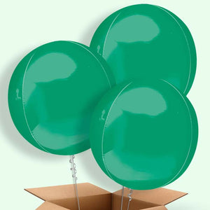 Trio of Dark Green Orbz Helium Balloons