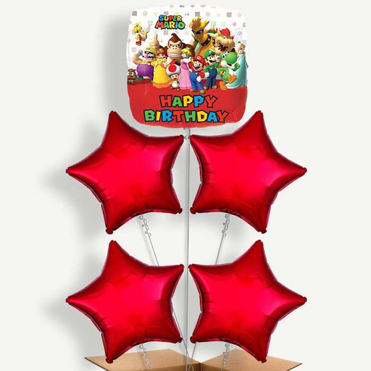 Super Mario Happy Birthday Helium Balloon Cluster  | Party Save Smile