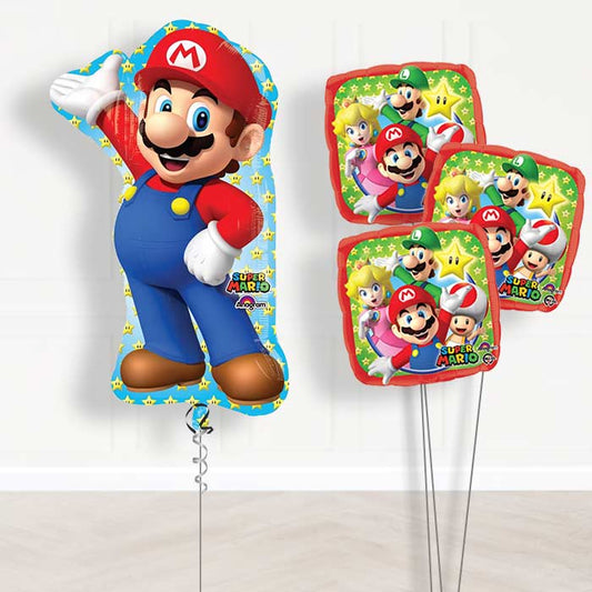 Super Mario Balloon Bouquet in a Box Gift - Themed Bouquet | Party Save Smile