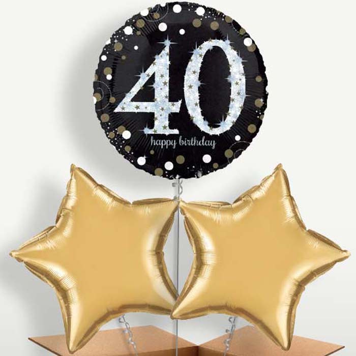 Black & Gold 40th Birthday Bunch of Balloons | Party Save Smile