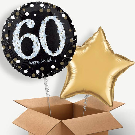Gold 60th Birthday Helium Balloon Duo | Party Save Smile