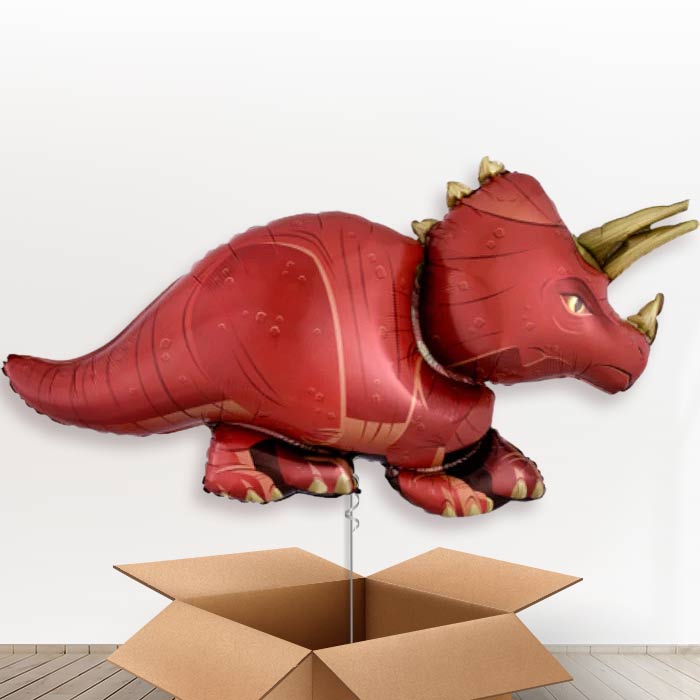 Red Triceratops Helium Balloon in a Box - 1 x Giant Balloon | Party Save Smile
