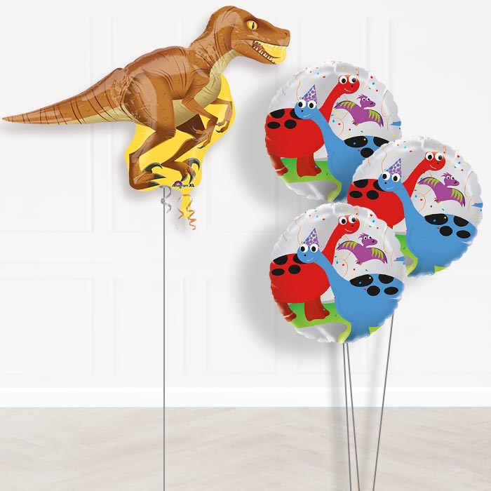 Raptor Dinosaur Helium Balloons Delivered - Themed Bouquet | Party Save Smile
