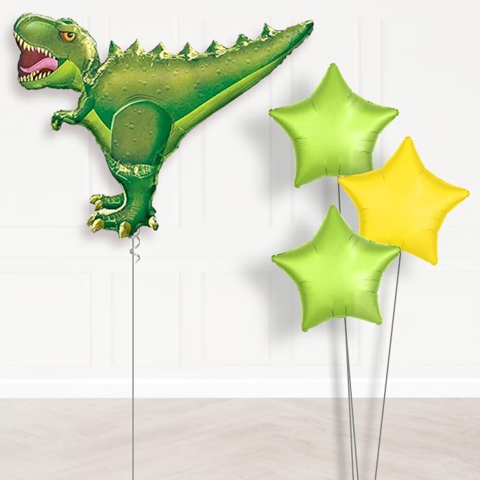 Green T-Rex Dinosaur Helium Balloon Delivered - Plain Bouquet | Party Save Smile