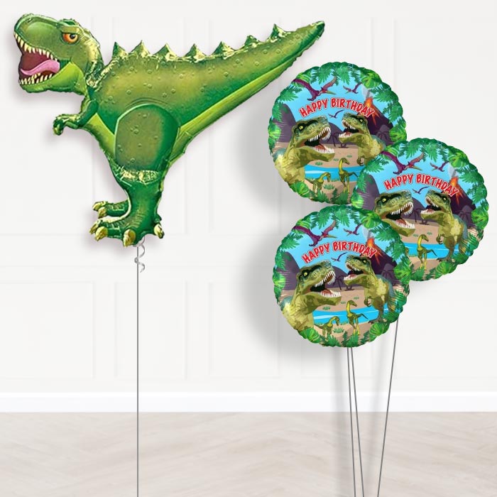 Green T-Rex Dinosaur Helium Balloon Delivered - Themed Bouquet | Party Save Smile