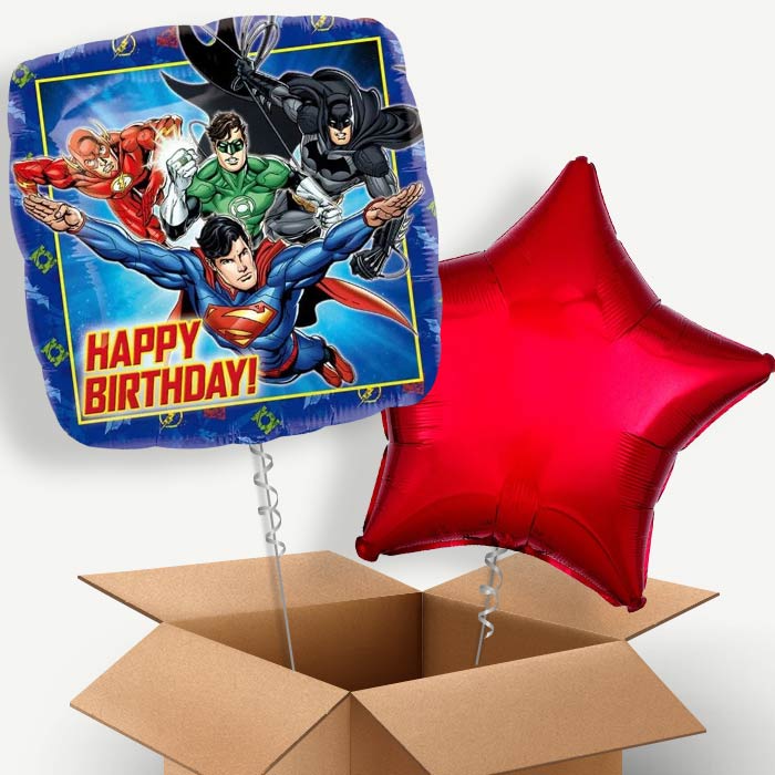 Justice League Happy Birthday Helium Balloon Pair | Party Save Smile