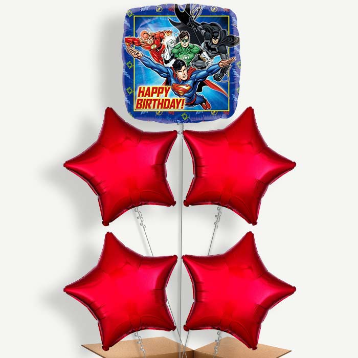 Justice League Happy Birthday Helium Cluster Balloons | Party Save Smile