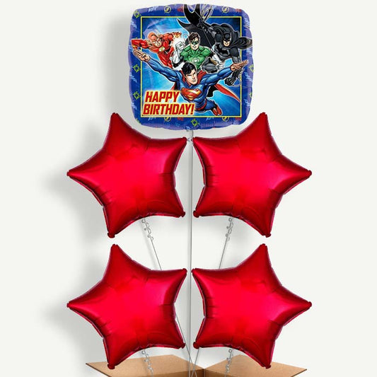 Justice League Happy Birthday Helium Cluster Balloons | Party Save Smile