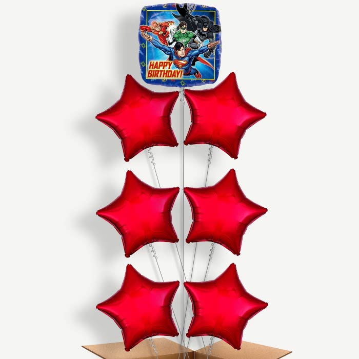 Justice League Happy Birthday Helium Balloon Arrangement | Party Save Smile