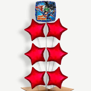 Justice League Happy Birthday 7 Helium Balloon Arrangement