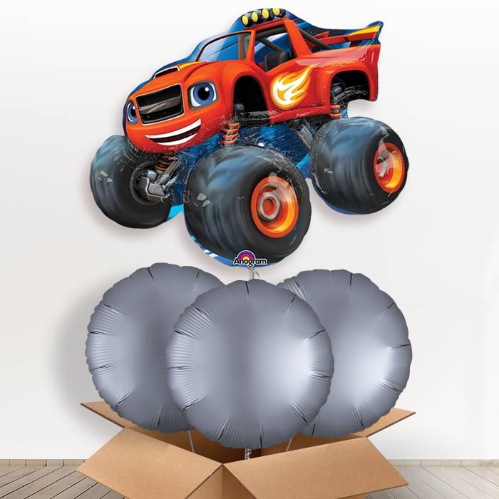 Blaze & the Monster Machines Giant Helium Balloon in a Box - With 3 Plain Balloons | Party Save Smile