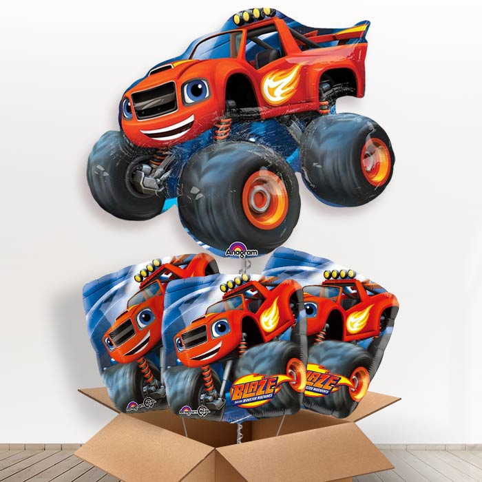 Blaze & the Monster Machines Giant Helium Balloon in a Box - With 3 Themed Balloons | Party Save Smile