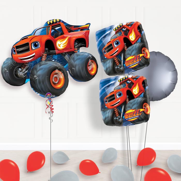 Blaze & The Monster Machines Helium Balloon in a Box-Giant Balloon + 2 Themed Balloons + 1 Plain Balloon + Mini Balloons 
