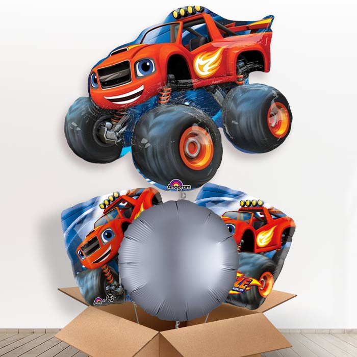 Blaze & the Monster Machines Giant Helium Balloon in a Box-1 x Giant Balloon and 2 Themed Balloons and 1 Plain Balloon 