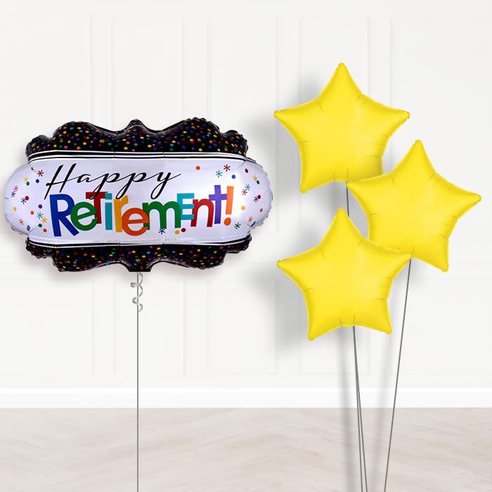 Officially Retired Retirement Balloon Bouquet Delivery - 1 x Giant Balloon with Plain Bouquet | Party Save Smile