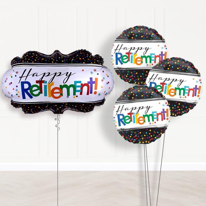 Officially Retired Retirement Balloon Bouquet Delivery - 1 x Giant Balloon with Themed Bouquet | Party Save Smile