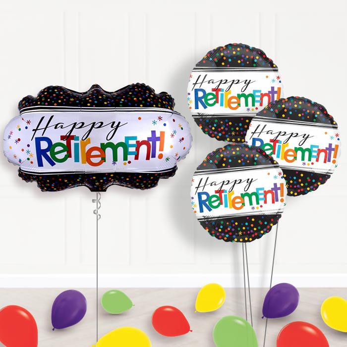 Officially Retired Retirement Balloon Bouquet Delivery - 1 x Giant Balloon with Themed Bouquet and Latex | Party Save Smile