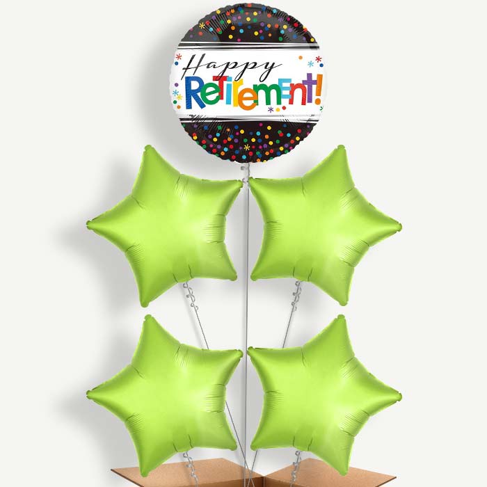 Happy Retirement Confetti Helium Cluster Balloons | Party Save Smile