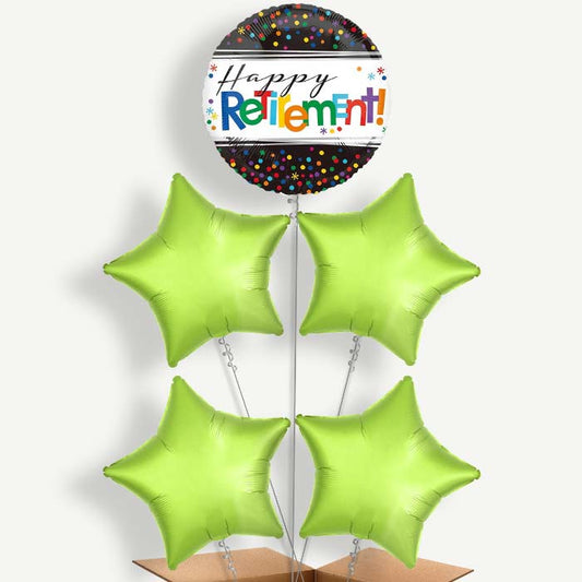Happy Retirement Confetti Helium Cluster Balloons | Party Save Smile