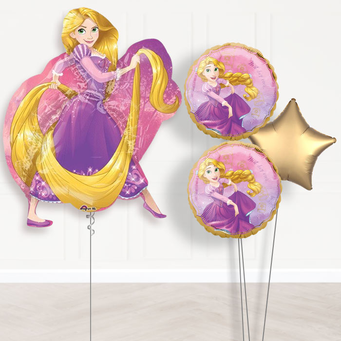 Rapunzel Balloon Bouquet Delivery-Giant Balloon + 2 Themed Balloons + 1 Plain Balloon 